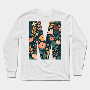 Whimsical Floral Letter M Long Sleeve T-Shirt